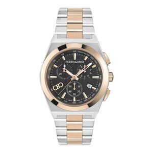Ferragamo Vega Upper East Chrono Bracelet Watch Two Tone Mens